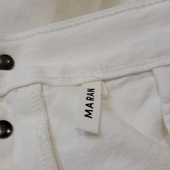 GRLFRND The Maran Wide Leg Split Hem Mid Rise White Jeans NWT size 31 - Picture 12 of 13